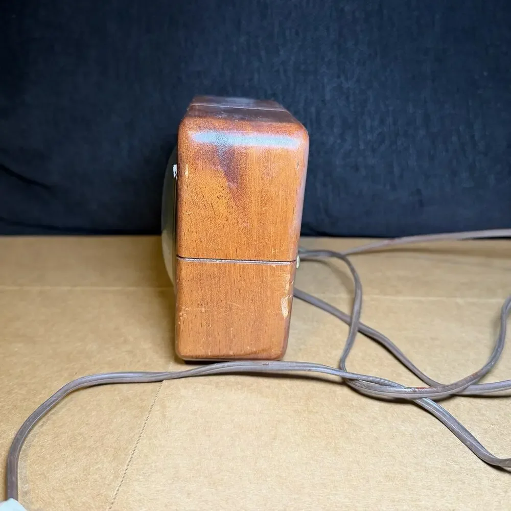 1947 General Electric Wood Alarm Clock 7H140 Square Clock & Alarm Tested